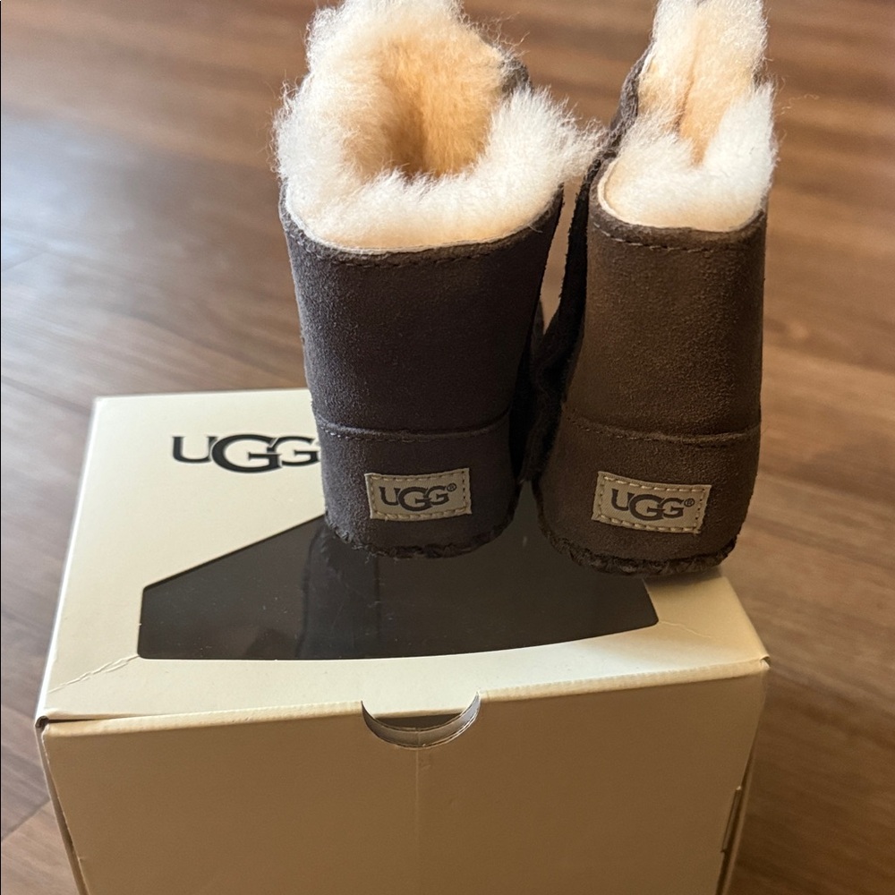UGG Grey Baby Booties with Cream Interior